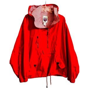 Windbreaker Rain Jacket Half Zip Jacket Hoodie Men Size L Atlantic Beach w Flaw